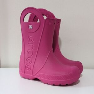 Girls Crocs Pink Rain Boots Size 13.